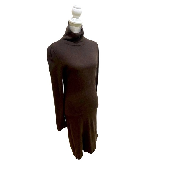 Peruvian Connection 100% pima cotton brown turtleneck body con dress size small - Picture 3 of 9